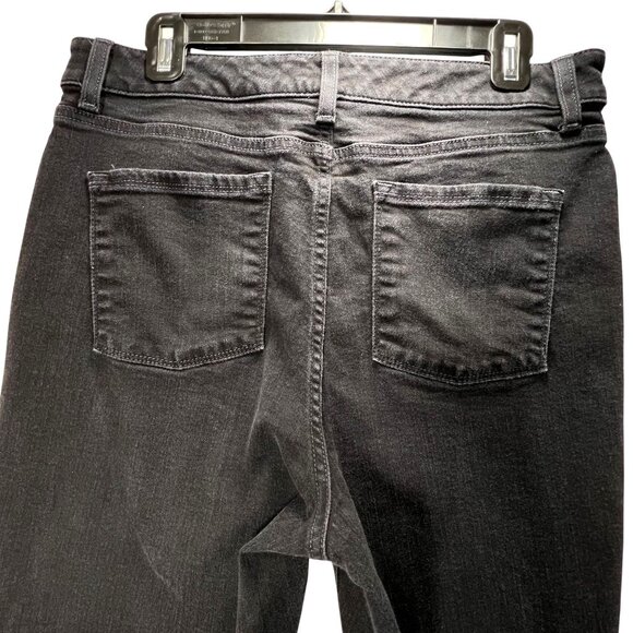 LL Bean Womens Classic Black Denim Jeans 14R Dark Wash Straight Leg Pants - Picture 5 of 14